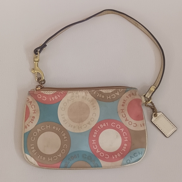 Coach Multicolor Circle Pattern Wristlet Clutch - Picture 2 of 5